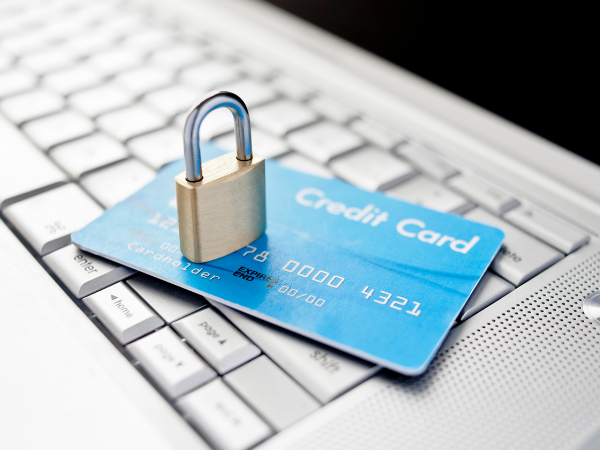 Lock on credit card on keyboard